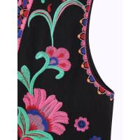 Chaleco Floral bordado Vintage para mujer, chaleco abierto sin mangas, Top corto informal de verano - details 27