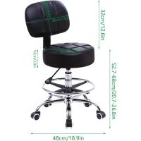 Taburete de Laboratorio de Cuero PU Giratorio Redondo Silla de Trabajo con Respaldo Ajustable en Altura Color Negro - details 2