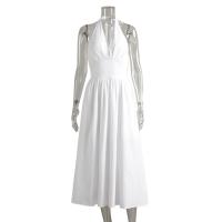 Vestido largo de algodón puro Europa, América 2025 primavera y verano cintura cuello en V con tirantes vestido largo amplio vestido de mujer - details 0