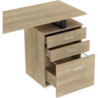 Escritorio Moderno de Madera y Acero 3 Cajones, Porta Ordenador, Diseño de Mesa de Trabajo, 120 x 50 x 75 cm, Decoración para Casa y Oficina - details 7