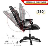 Silla Gaming Ergonómica Reclinable con Cojín Lumbar y Cervical |   Altura Ajustable, Reposabrazos Acolchados, Ruedas 360 ° |   Ideal para Oficina, Escritorio, Teletrabajo, Estudio, Juego, Ordenador - details 6