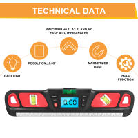 Inclinómetro Digital de nivel de espíritu, regla de escala Horizontal, transportador electrónico de pantalla LED, herramientas de medición de Base magnética - details 0