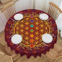 Mantel circular mandala, flor de loto de la vida, impermeable, resistente al aceite, 60 pulgadas, forma geométrica sagrada - details 144