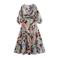Vestido con estampado de nudos de diseño de moda francesa de estilo europeo y americano - details 0