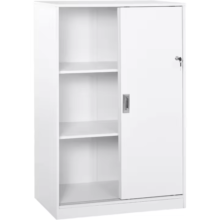 Armario de Oficina Práctico con 2 Puertas Corredizas con Llaves y 3 Estantes para Oficina/Estudio 80x40x120 cm Blanco - 1