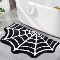 Alfombra de Halloween de Pared de Tejido de Araña Negra Alfombra Antideslizante para Bajo de Puerta Principal para Decoración Gótica - details 0