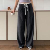 Pantalones de pierna recta a rayas con empalme de moda coreana de cintura alta sueltos nuevos de primavera y otoño para mujer - details 5