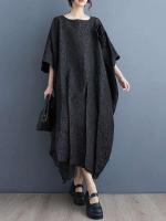 EAM mujeres negro tamaño grande encaje empalmado 3D wer vestido nuevo cuello redondo manga tres cuartos moda Primavera otoño 2025 31A0706 - details 5