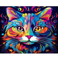 RUOPOTY-pintura acrílica por números para adultos, dibujo de gato colorido, regalo Diy, decoración del hogar para niños, artesanía - details 0