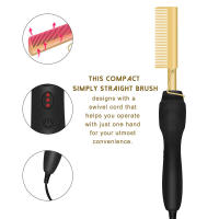 Hot Comb Straightener for Wigs and African Hair Flat Irons Fast Heating Straightening Brush Straight & Curler Roller Styler Tool - details 1
