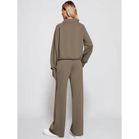 Conjunto casual de dos piezas para mujer: sudadera extragrande con media cremallera y pantalones deportivos de pierna ancha - details 61