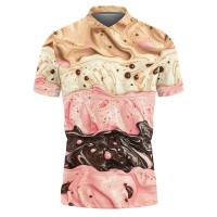 Colorido helado gráfico casual verano manga corta 3D impreso hombres mujeres camisetas sueltas Haruku solapa niños camisetas - details 3