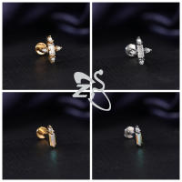 ZS 1 pieza de Color dorado, 16G, acero inoxidable, Labret, Piercing para labio, hombres y mujeres, cristal CZ, cartílago de oreja, Tragus, hélice, Piercings con parte trasera plana - details 8