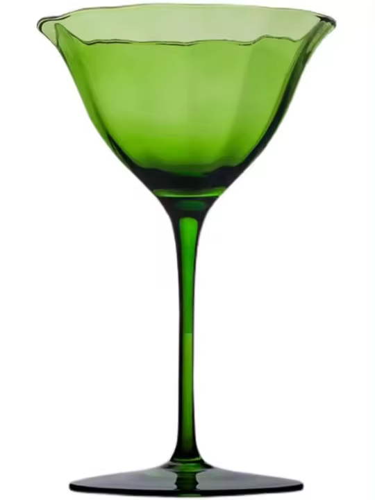 Vasos acanalados de Martini con cola de copas de cristal de champán y vino acampanados de color verde nórdico - 1