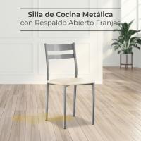 Dos Sillas de Cocina Respaldo Franjas Beige - details 3