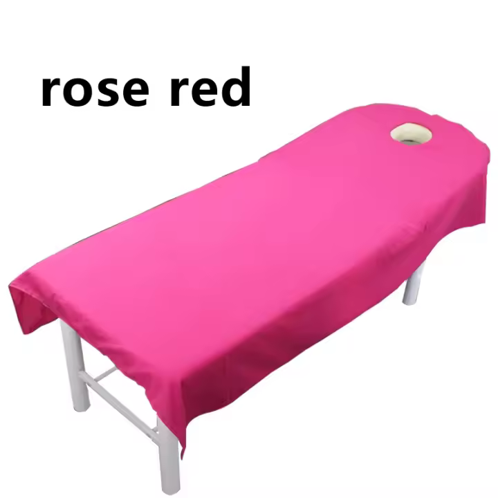 Sábana de Masaje Rosa Suave Cubierta de Mesa de Spa con Agujero - 1