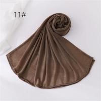 18 colores liso suave fino poliéster Hijabs mujeres largo musulmán chal bufanda turbante envolturas para la cabeza señora islámico 170*70Cm - details 20