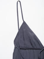 Vestido Midi Holgado con Cordones Moda para Mujer Ouwu Elegante con Cuello en V y Espalda Descubierta Gris - details 7