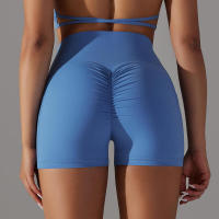 Pantalones cortos deportivos sin costuras cintura en V cintura alta Push Up elástico gimnasio correr Yoga transpirable - details 10