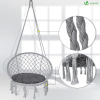 Silla Colgante Exterior con Flecos, Hamaca con Conjines y Kit de Suspensión, Ø80cm Silla Columpio para Interior y Exterior, Beiges - details 12