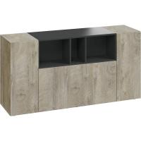 Aparador de 3 Puertas Buffet para Sala Diseño Blanco y Gris Cemento Medidas 150 cm x 76 cm x 41 cm - details 14