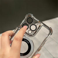 Soporte de Montaje de Choque Magnético Funda Clara Magsafe para iPhone 15, 16, 14, 13, 12, 11 Pro Max Fundas para Móviles de Plateado de Lujo - details 4