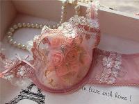 Exquisito conjunto de lencería de encaje transparente ultrafino rosa loto con bordado para mujer - details 17