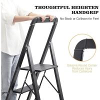 Escalera Plegable de Aluminio de 5 Peldaños Ahorro de Espacio y Portátil para Hogar, Cocina, Oficina Negro - details 2