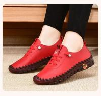 Zapatillas De deporte Mocasines De cuero para Mujer Cómodos Slip on Hand SeThread Mom Shoes atillas De Mujer - details 8