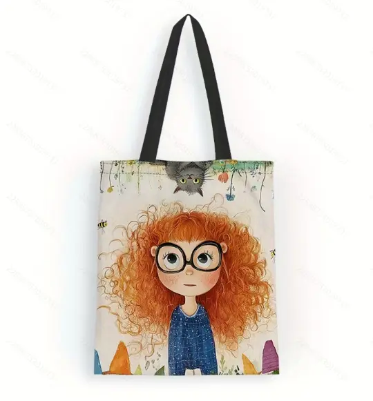 1 pieza, bolso de mano de lona con patrón de mundo de cuento de hadas, bolso cruzado, bolso de mano, bolso de hombro multiusos para mujer, bolso de hombro escolar de lona, ​​bolso de compras ligero, el mejor regalo para profesores, amigos, elementos esenc - 1