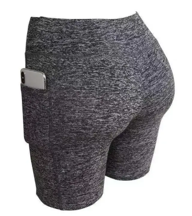 Pantalones cortos de yoga para mujer, pantalones cortos deportivos de verano, entrenamiento de motociclista, pantalones cortos deportivos para correr, ropa deportiva de secado rápido con bolsillo transpirable - 1