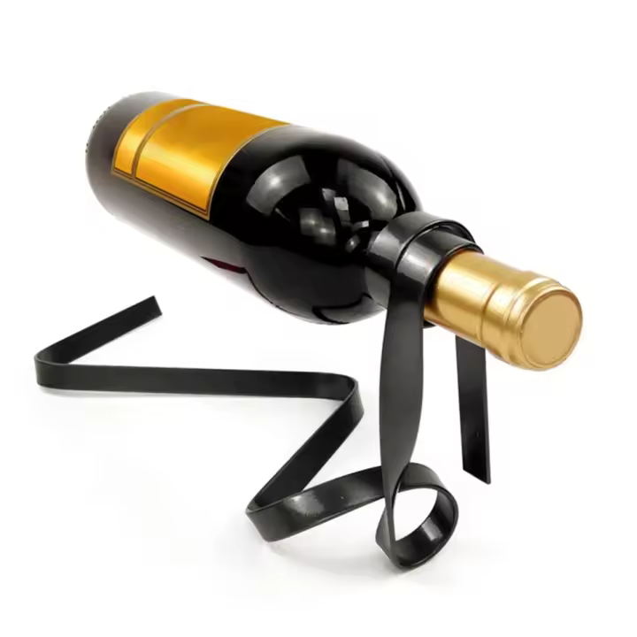 Soporte de hierro para botellas de vino, estante suspendido para Bar, armario para el hogar, negro - 1