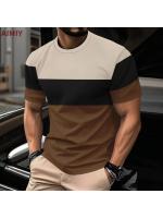 Camiseta de Verano Casual para Hombres Cuello Redondo Manga Corta Estampado a Rayas - details 6