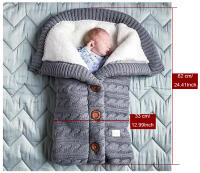 Saco de dormir de punto grueso para bebé, forro de Cachemira de imitación infantil, envoltura para recién nacido, manta para cochecito de niño - details 0
