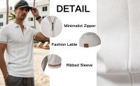 Camisa Polo Deportiva Para Hombre AIOPESON Color Sólido Con Cierre De Cremallera Ajustada Para Oficina Y Social Transpirable Polyester Viscosa - details 2