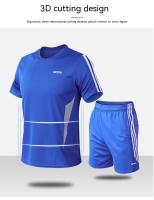 Conjunto deportivo de verano con tres rayas, pantalones cortos de manga corta, holgados para correr, secado rápido y transpirable - details 1