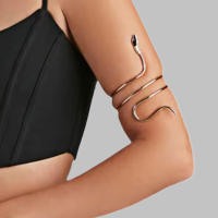 Brazalete Retro de Metal Punk en espiral para mujer y niña, joyería para brazo de serpiente con remolino de Egipto - details 2