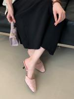Hada francesa viento punta cabeza bolsa cabeza media zapatillas mujer usando nuevo tacón delgado arrugado zapatillas geniales - details 20