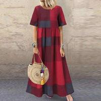 Dre plisado para mujer, Dre largo estampado, túnica de manga 3/4, otoño y verano, - details 25