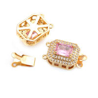 2 juegos de collares de rombos de latón y circonita de Color dorado de 18K, cierres de conexión, accesorios de suministros para fabricación de joyas de alta calidad - details 13