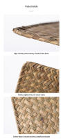 Tapete de lugar de algas marinas naturales, manteles individuales rectangulares de ratán tejidos a mano, tapete para taza de té de paja, agarradera, accesorios de vajilla de cocina - details 6