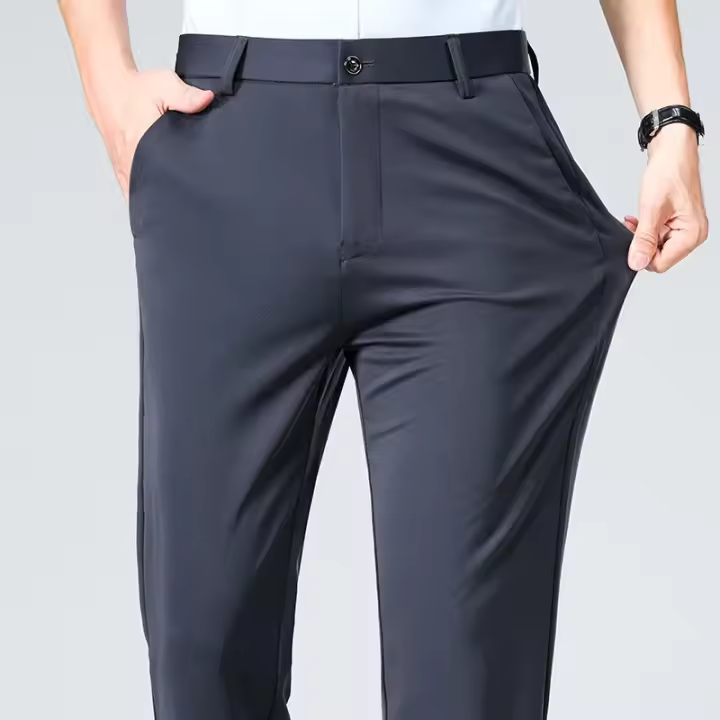 Pantalones informales elásticos para hombre, pantalones de traje de negocios, pantalones de vestir transpirables para primavera y verano, pantalones de trabajo de longitud completa para hombre - 1