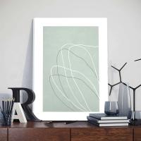 Cuadro Abstracto en Línea Gris Verde para Arte de Pared Minimalista Pintura Nórdica con Marco Poster Decoración Moderna para Sala de Estar Marca DHROOM Material Lienzo - details 4