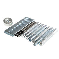 Kit de herramientas de perforación para artesanía de cuero, 11 piezas, resistente, con Base, remache a presión para instalar botones de remache - details 2