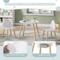 Mesa y sillas redondas de almacenamiento de madera para niños pequeños, mesa infantil de 3 piezas - details 4