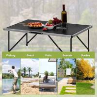 Mesa Plegable de Aluminio y Acero Ideal para Acampar, Cenar al Aire Libre, Jardín, Balcón, Fiesta de Familia, Barbacoa Muebles y Organización - details 24