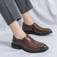 Zapatos formales con cremallera lateral de empalme clásico para hombre, zapatos de cuero informales británicos de tacón bajo de PU - details 12