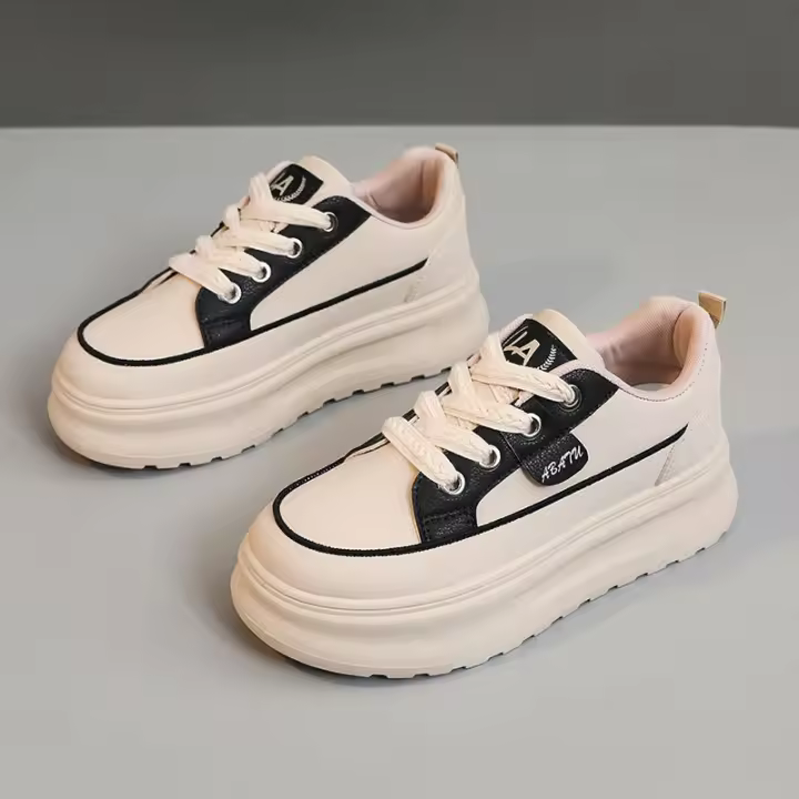 Zapatillas de Plataforma de Estilo Coreano a la Moda para Mujeres Resistentes al Desgaste, Aumento de Altura, Diseño de Bloques de Color Transpirable - 1