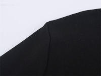 Elegante negro con manga corta, cuello redondo, bolsillos con botones, punto ancho para mujer, verano - details 7