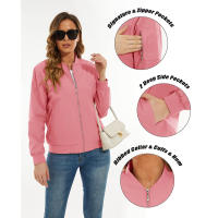 MAGCOMSEN-chaquetas Bomber para mujer, chaqueta informal con cremallera, abrigo cortavientos impermeable, prendas de vestir con 3 bolsillos, otoño - details 6